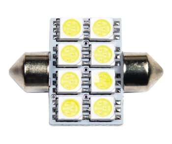 (LED 076) TORPEDO 8 LEDs (LED 5050) - 31mm BRANCO, 12V