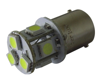 (LED 124) 1156- (1141/ 1 POLO / 67), 3LEDs frontal + 5LEDs lateral,8x5050SMD-BA15s,Branca,24V
